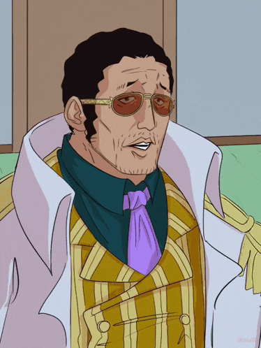 a man wearing sunglasses and a purple tie
