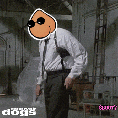 a poster for reservoir dogs shows a man in a white shirt and black pants holding a gun