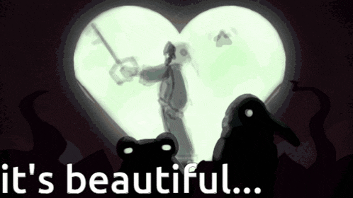 a drawing of a man holding a key in front of a heart with the words " it 's beautiful " below it