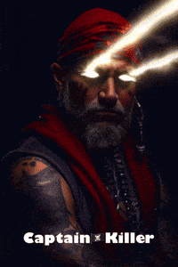a poster for captain killer shows a man holding a pineapple