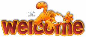 a sign that says welcome with a cartoon cat on it