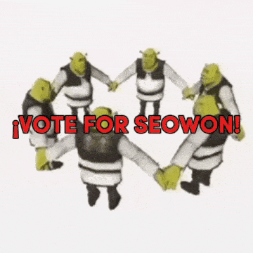 shrek is holding hands in a circle with the words vote for seowon