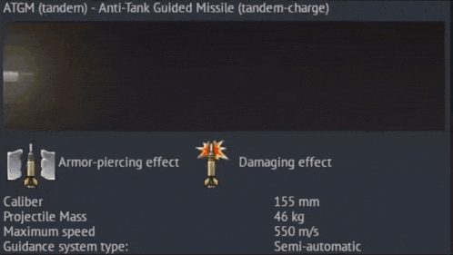 a screenshot of an anti-tank guided missile showing the armor-piercing effect and damaging effect