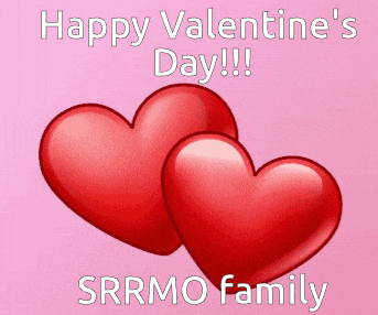 a pink background with two hearts and the words happy valentine 's day !!!