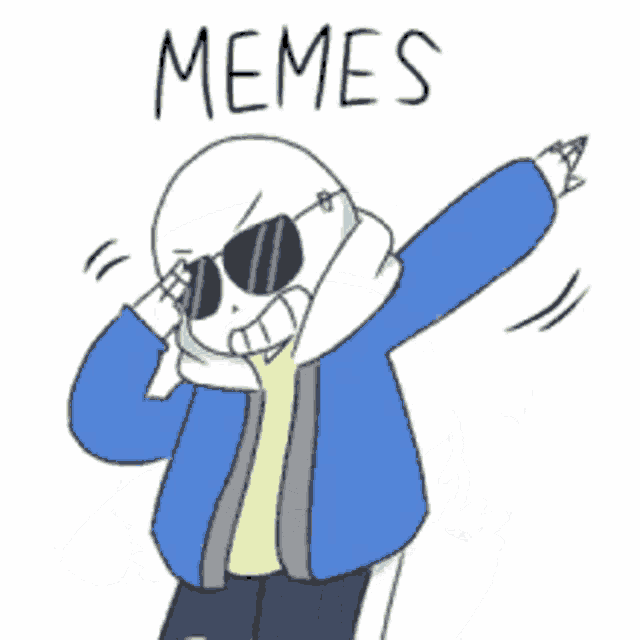 a cartoon drawing of a skeleton wearing sunglasses with the word are written above him