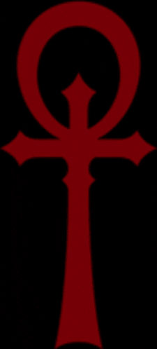a red cross on a black background with thou shall not reveal thy true nature to those not of the blood written below it