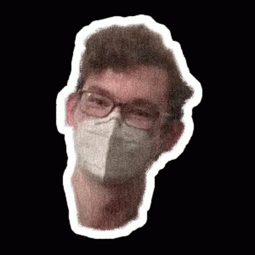 a man wearing a mask and glasses is a sticker .