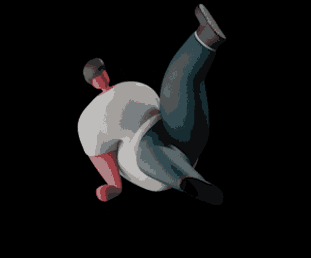 a cartoon character is doing a handstand with his legs crossed