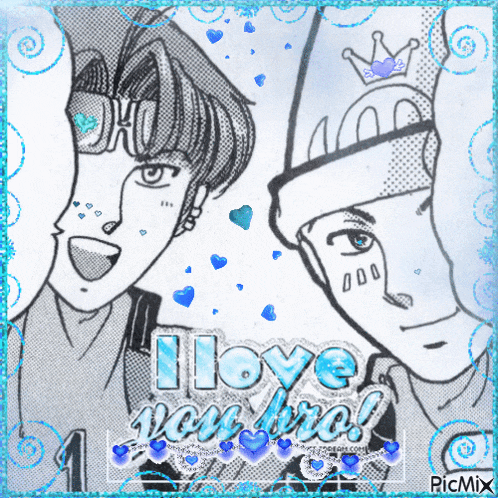 a black and white drawing of two people with the words i love you bro on the bottom