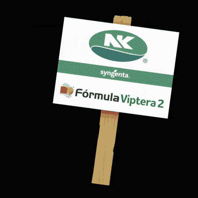 a sign for syngenta formula vipera 2 on a wooden stick