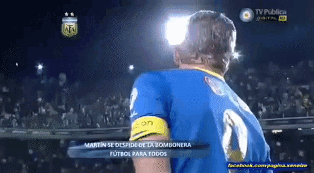 martin se despide de la bombonera futbol para todos is shown on the screen