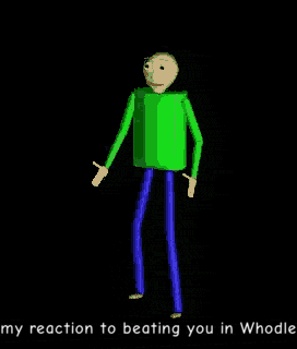 a man in a green shirt and blue pants says l bozo