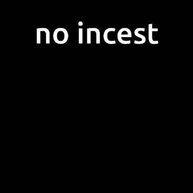 a pixel art of a cartoon character with the words no incest written above him