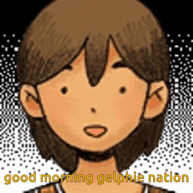a cartoon of a girl with the words good morning gelphie nation written below her