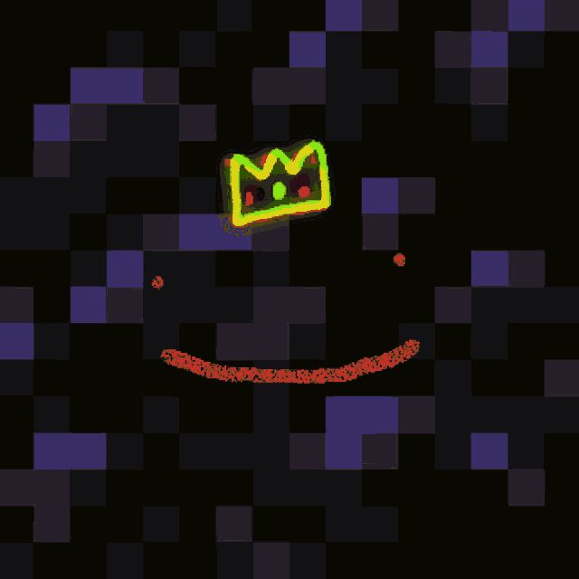 a drawing of a face with a glowing crown on it