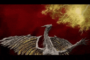 a drawing of a dragon with its wings spread