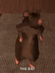a 3d rendering of a rat standing on a rug .