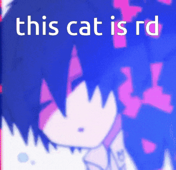 a drawing of a person with the words " this cat is rd " above them