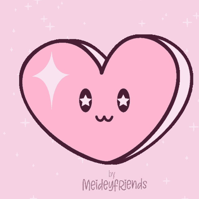 a pink heart with a face and a star on its eyes