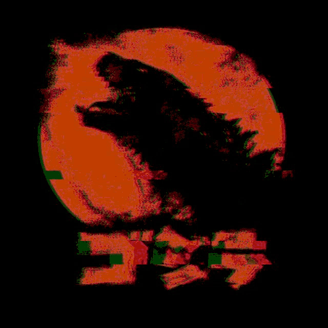 a silhouette of a monster standing in front of a full moon with the word godzilla in the corner .