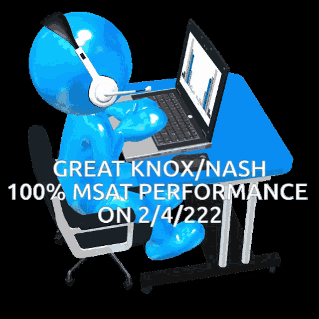a cartoon character is sitting at a desk with a laptop and headphones on and says great knox / nash