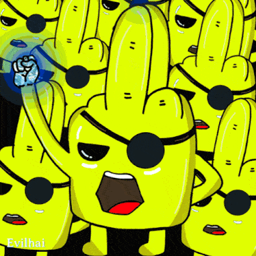 a bunch of bananas are giving the middle finger and the word hoold is on the bottom right