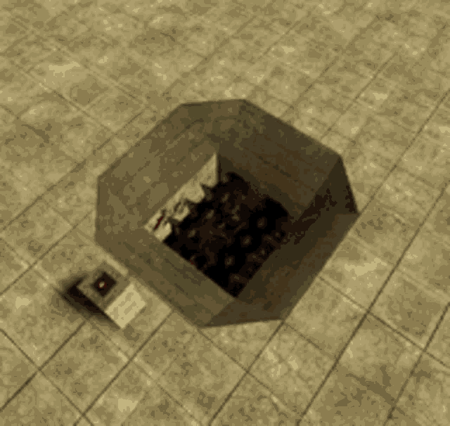a man is falling into a hole in the floor in a video game
