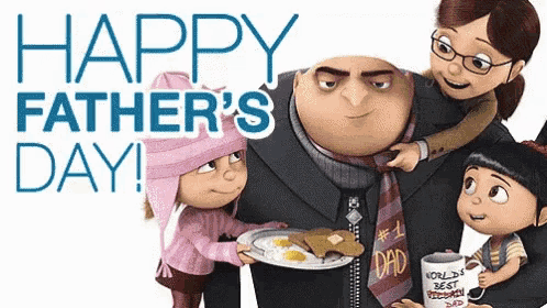 a happy father 's day greeting card with a despicable me family