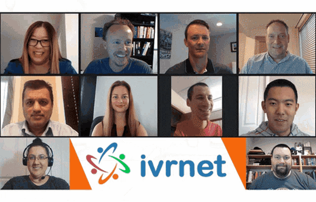 a group of people on a video call with the ivrnet logo in the corner