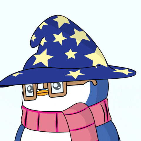 a penguin wearing glasses and a hat with stars