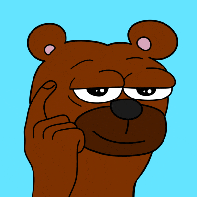 a cartoon of a bear with a pink nose