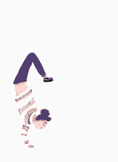 a drawing of a person doing a handstand with their legs crossed
