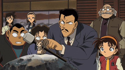a group of anime characters including one with the letter a on their jacket
