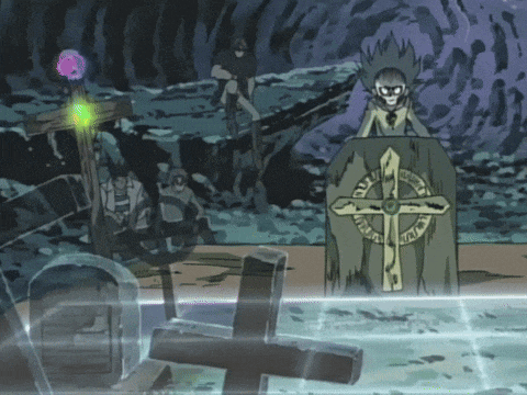 a cartoon of a man standing in front of a podium with a cross on it that says ' jesus ' on it