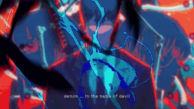 a painting of a demon with the words demon in the name of devil