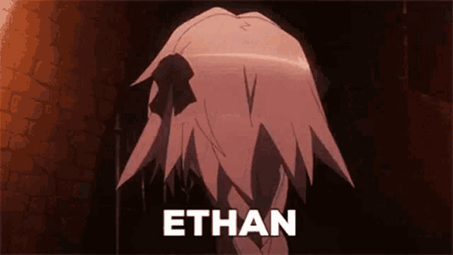 a close up of a person 's head with the name ethan written above it .
