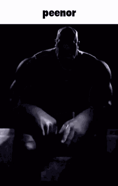 a black and white photo of thanos with the words peenor below him