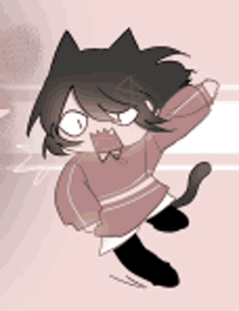 a drawing of a person with a cat ear on their head .