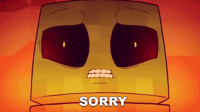a cartoon drawing of a face with the word sorry above it