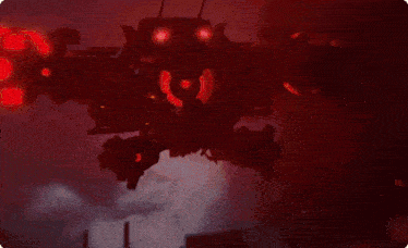 a cartoon character is flying through the air with a red light coming out of his mouth .