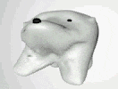 a polar bear shaped like a tooth with a black nose and mouth .