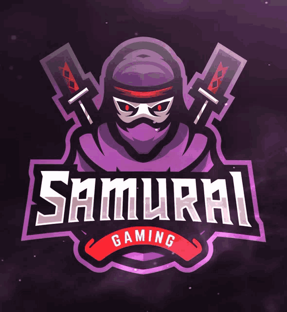 a logo for samurai gaming shows a ninja holding a pair of swords