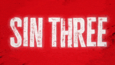 the word sin three is written in white letters on a red surface .