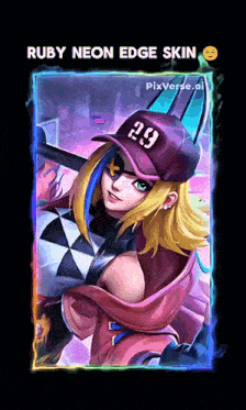 a picture of ruby neon edge skin from pixverse.ai
