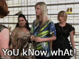 a group of women standing in a store with the words you know what written on the bottom