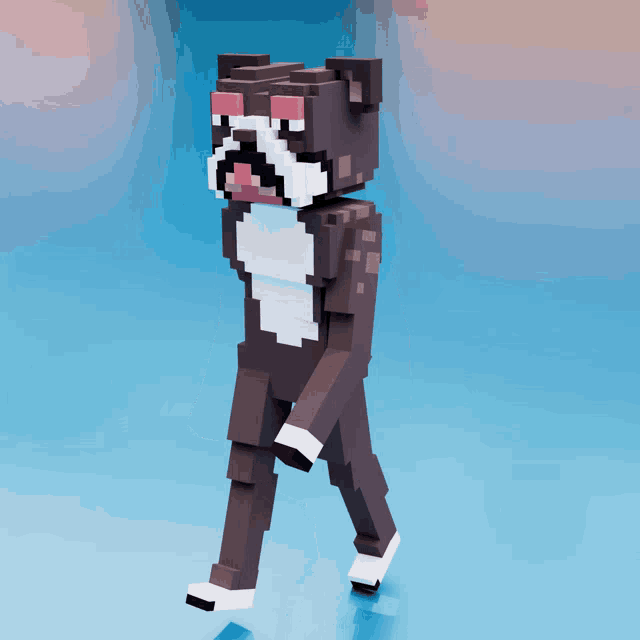 a pixel art drawing of a dog walking