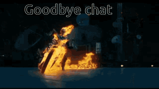 a picture of a ghost rider with the words goodbye chat