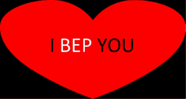 a large red heart with the words i bep you written on it
