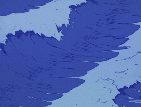 a drawing of a blue sky with the letter m in the lower right corner