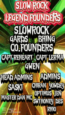 a poster for slow rock legend founders shows a bunch of names